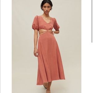 Kiss the Sky Cutout Puff Sleeve Midi Dress